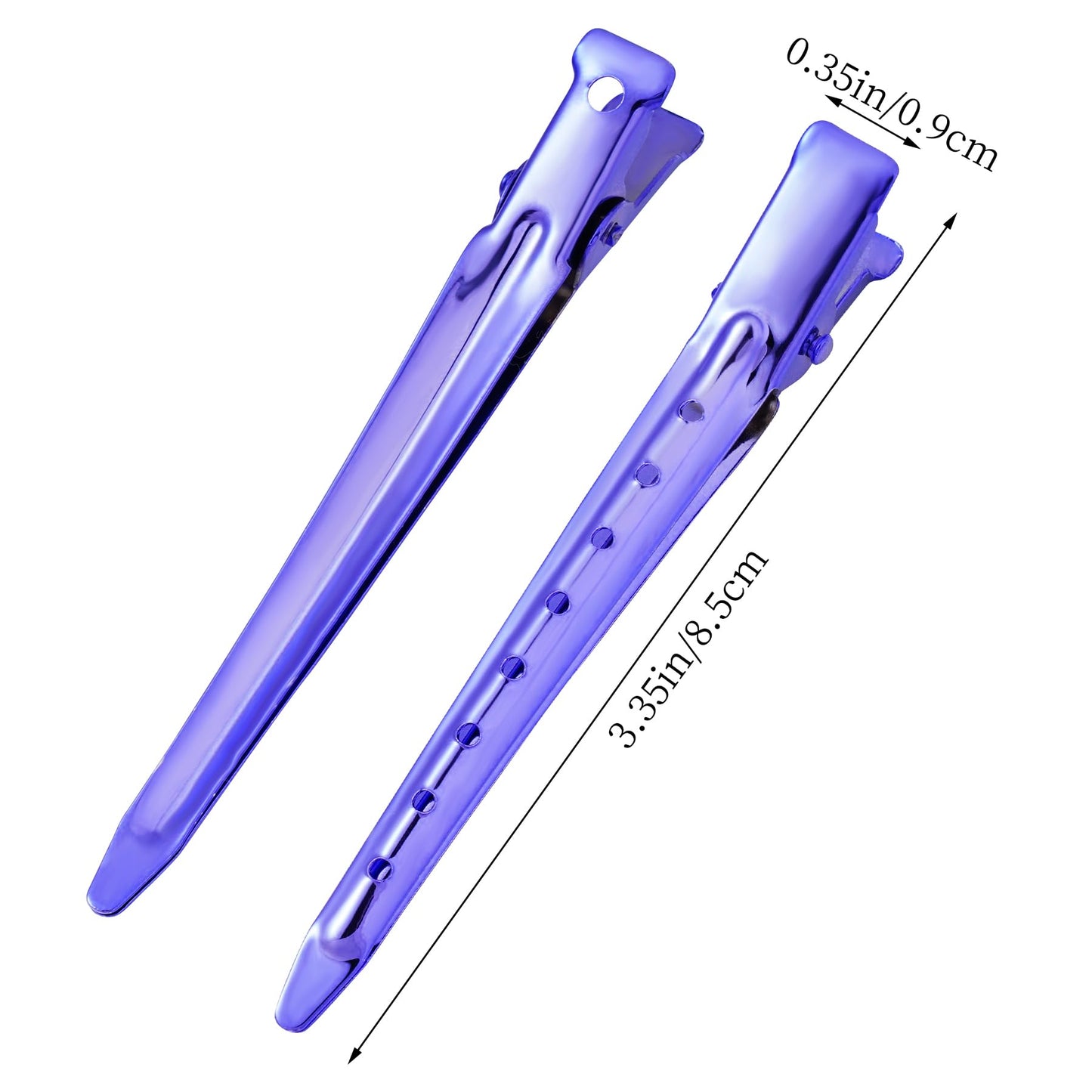 24 Packs Duck Bill Clips, Bantoye 3.35 Inches Rustproof Metal Alligator Curl Clips with Holes for Hair Styling, Hair Coloring, Bright Purple