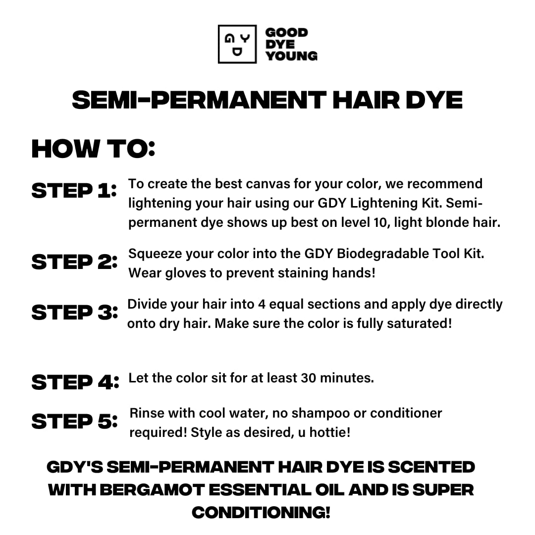 Good Dye Young Semi-Permanent Hair Color (Front Row Purple) - UV Protective Temporary Tint, Lasts 15-24+ Washes - Conditioning, PPD-Free & Vegan Hair Coloring