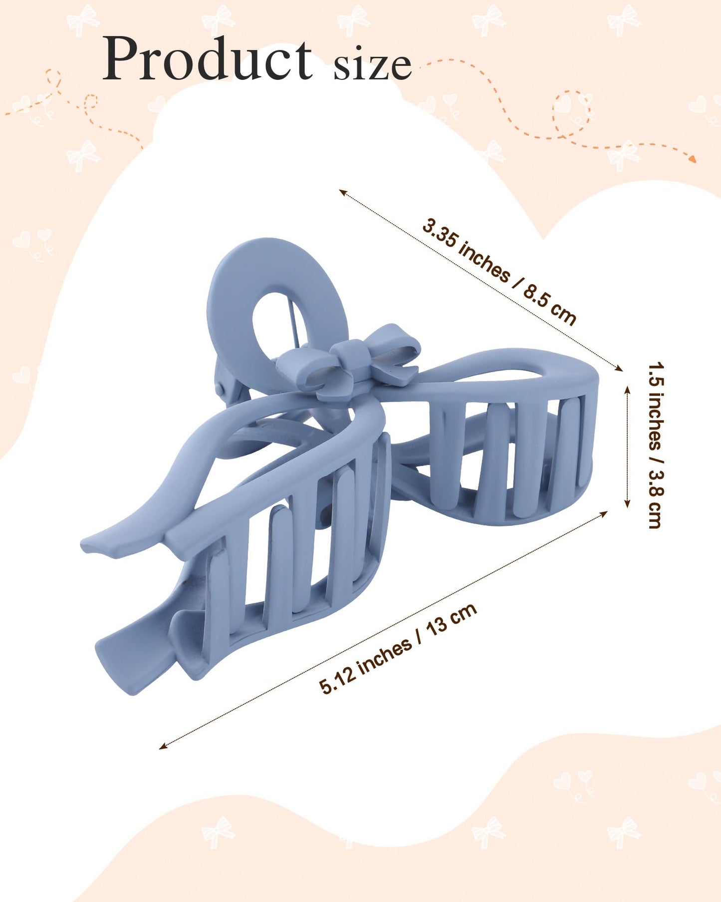 4 PCS Bow Hair Clips for Women Bow Claw Clip 5" Large Hair Claw Clips for Thick and Thin Hair Cute Bows Jaw Clip (Light Blue + Blue + Light Green + Lake Blue)