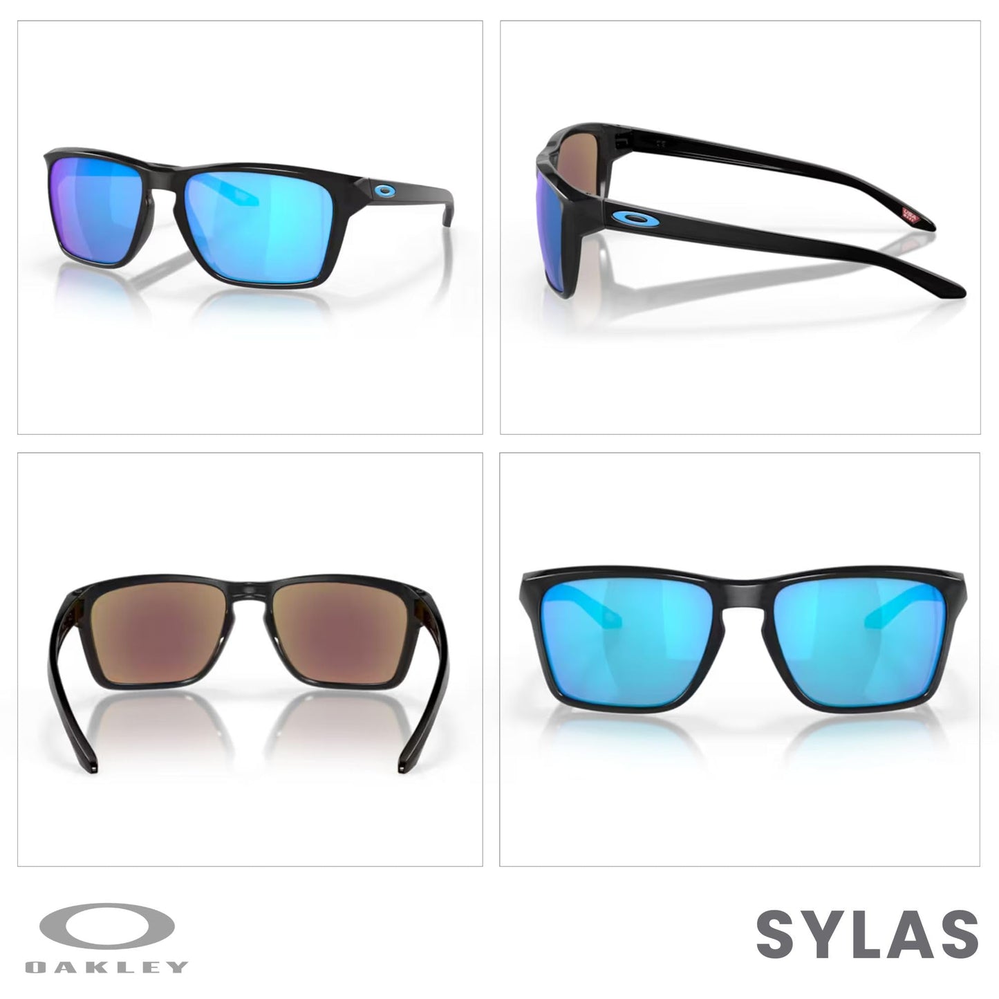 Oakley Sylas OO9448 944824 57MM Black Ink/Sapphire Iridium Rectangular Sunglasses for Men + BUNDLE Accessory Leash + BUNDLE with Designer iWear Eyewear Kit
