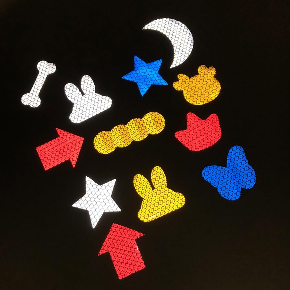 100Pcs Warning Reflective Stickers, Reflective Decals Waterproof Reflector Tapes Safety Reflective Stickers Night Visibility Adhesive Stickers for Motorcycle Bicycle Car (Crown-Shaped)
