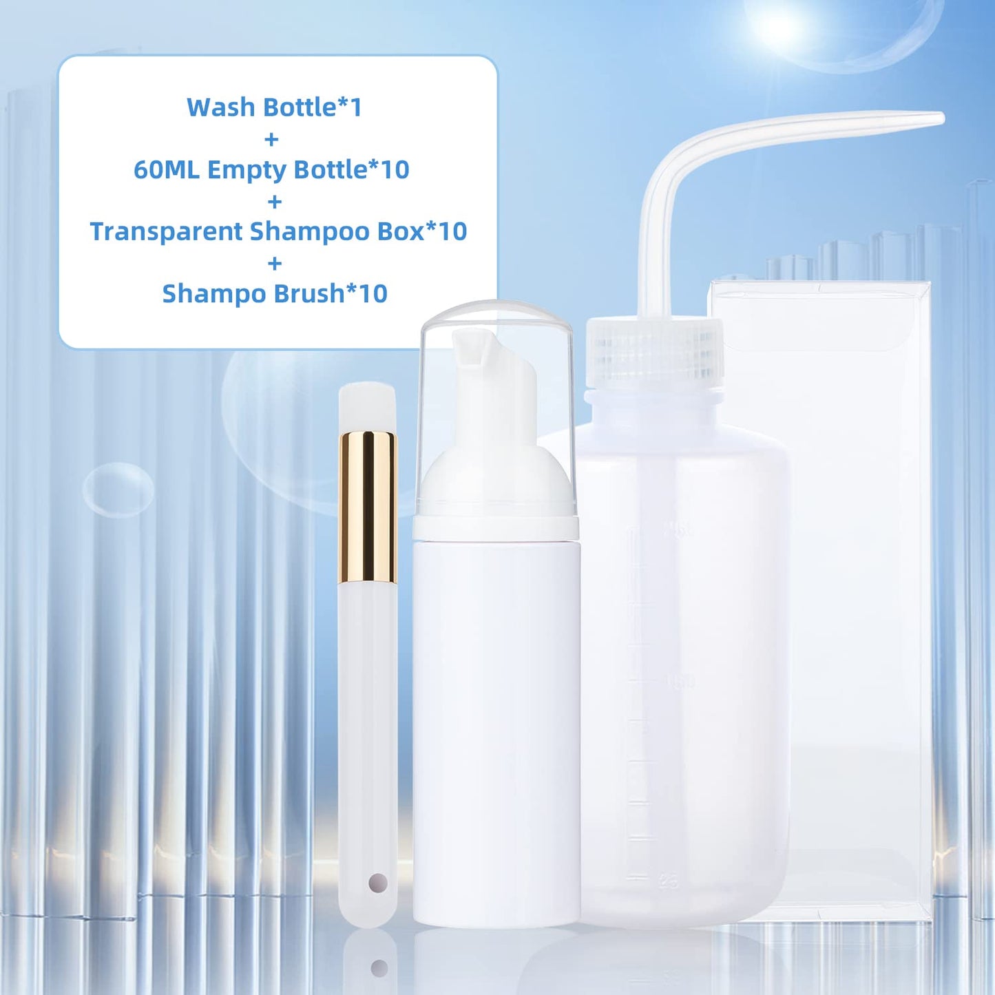 ACTROL Eyelash Cleaner Concentrate Set Rose 100ml Eyelash Extension Shampoo Natural Foaming Cleanser 60ml Bottled Cleansing Brush Paraben and Sulfate Free Lashes & Salon Home Care Eyelash Shampoo