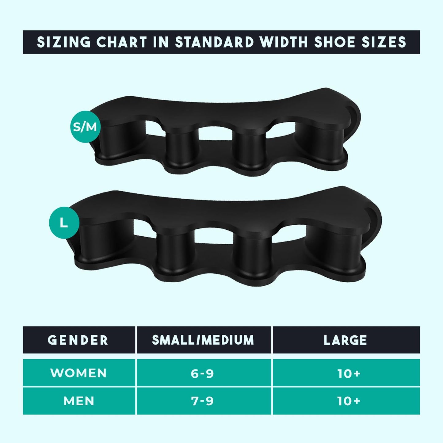 VYCE PrimalStep Toe Separators - Over 50% Thicker and More Durable than ALL Others - Doctor Recommended - Designed in the USA - 4 pack (1 Pair Size Large, 1 Pair of Size S/M)