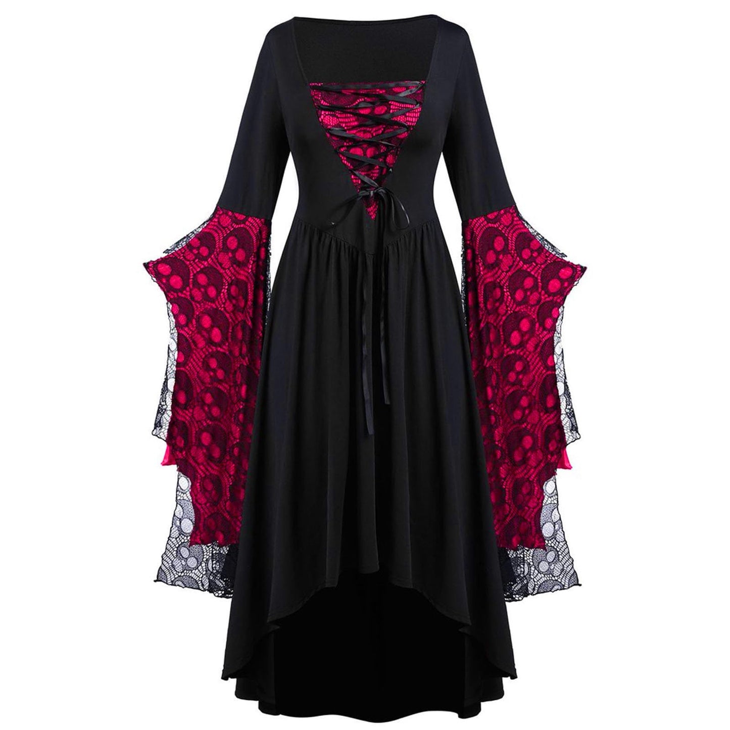 Rkwins Renaissance Dress for Women Gothic Vampire Dress Scary Print Maxi Dress Plus Size Witch Dress Medieval Corset Dress