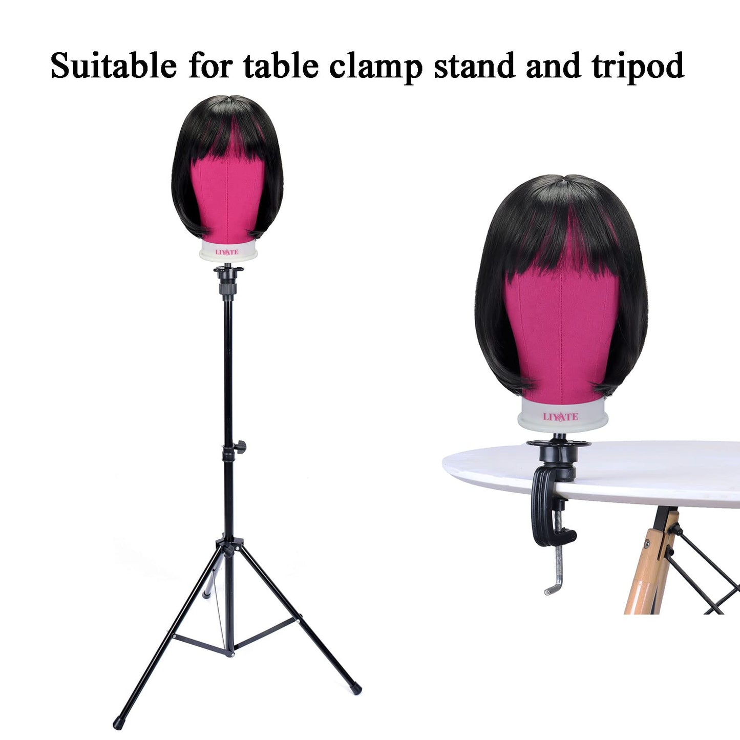 22 Inch Wig Head, Mannequin Wig Head With Stand, Canvas Block Head for Wigs Making Display Styling with Wig Caps,Mannequin Head with Mount Hole, Rosy Head
