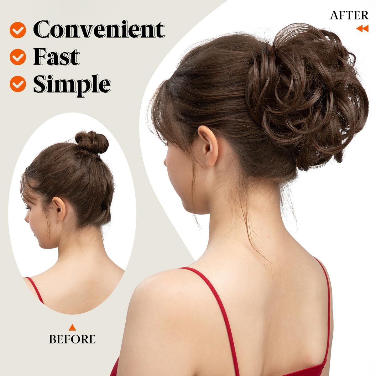 YOUNGWAYS Messy Bun Hair Piece Side Comb Clip in Hair Bun Hairpiece for Women Short Natural Straight Versatile Adjustable Styles Easy Hair pieces (Golden Blonde/Beach Blonde-C)