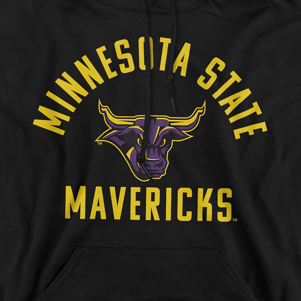 Minnesota State University Mankato Official MSU Mavericks Logo Unisex Adult Pull-Over Hoodie,Black, Small