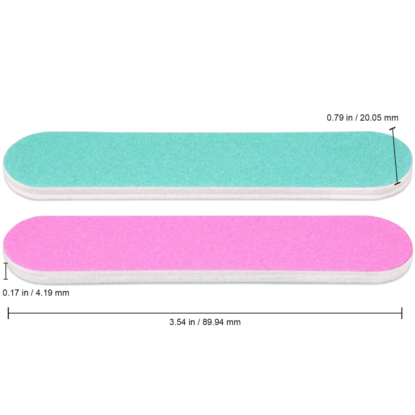 25PCS Mini Size PANA Professional Double Sided Nail Files - Pink&Teal, 80/80 Grit - Emery Board Nail Buffering File Manicure Pedicure Nail Polisher Washable