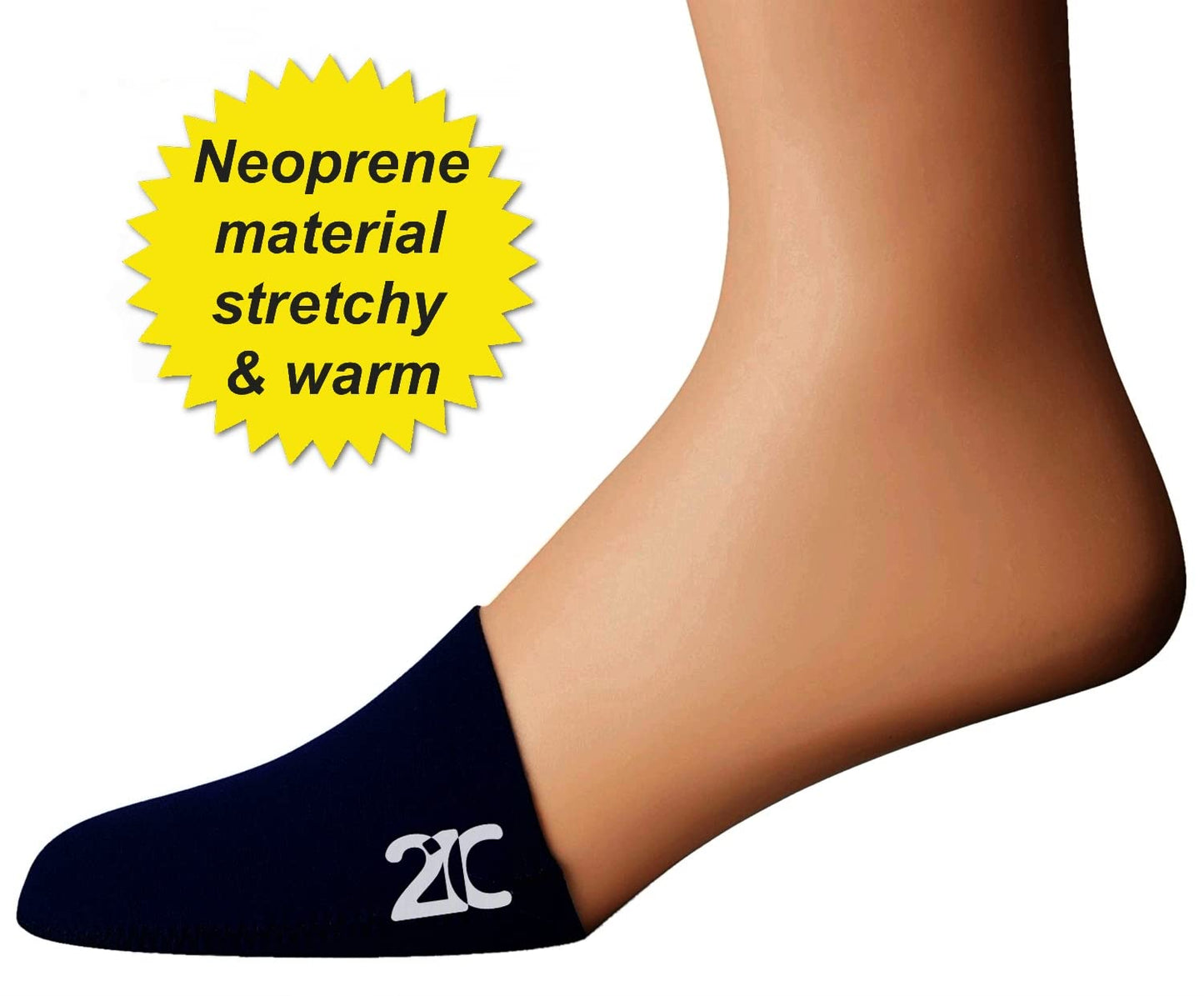 21C 1.5mm Neoprene Toe Warmers (Wear Inside Shoes) - 2 Pairs - 4 Foot Warmer Booties for Cycling, Hiking, Camping, Skiing, Outdoor Sports - Thermal Toe Socks - Size 1