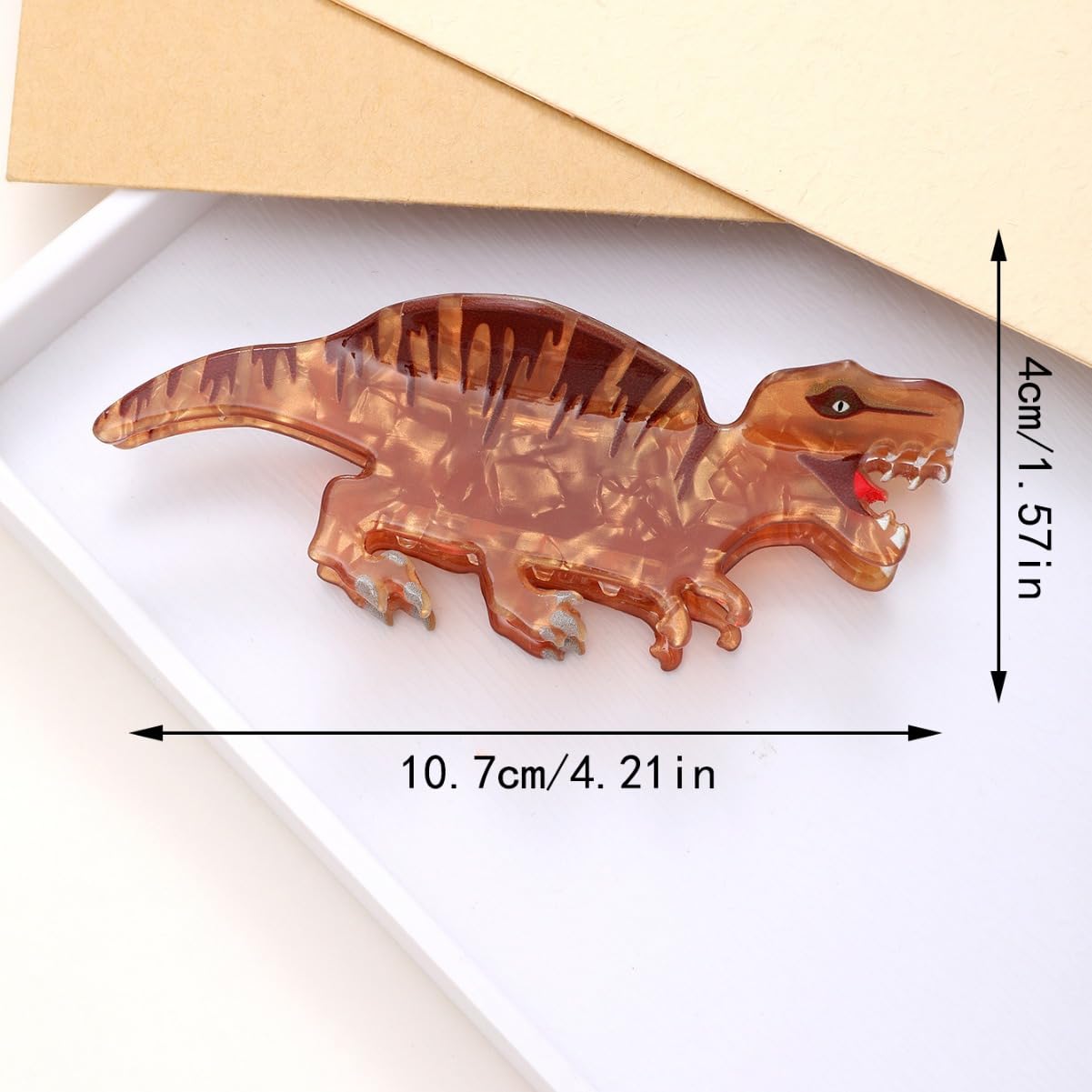 QGMZTNL Dinosaur Hair Clips - Animal Hair Decorations - Fun and Cute for Girls and Women - Medium Size - Suitable for Thin or Thick Hair (Brown dinosaur)