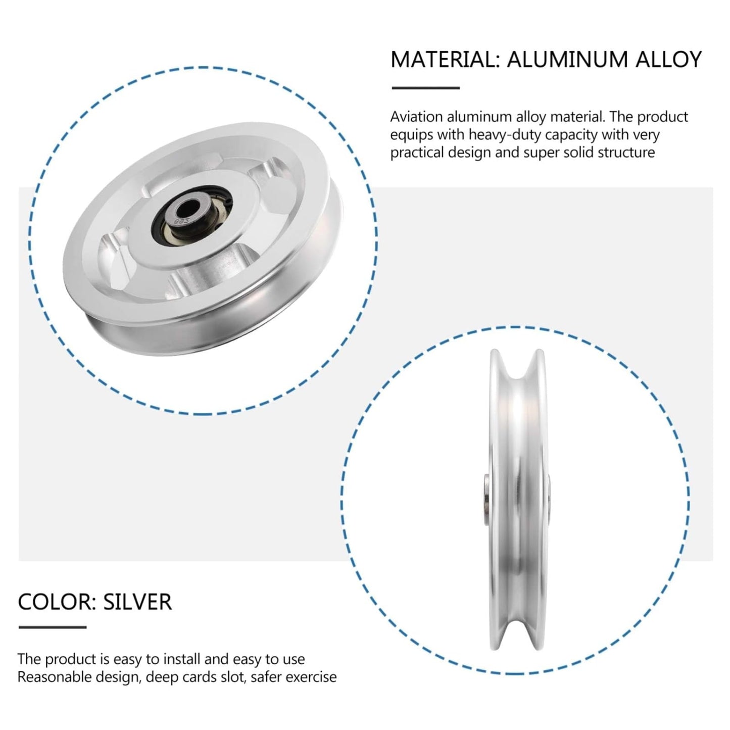 Gueiddi Aluminum GYM Pulley Wheel, Universal Aluminum Alloy Bearing Pulley Wheel for Cable Machine Gym Equipment Part Garage Door (Blue 88-90mm)