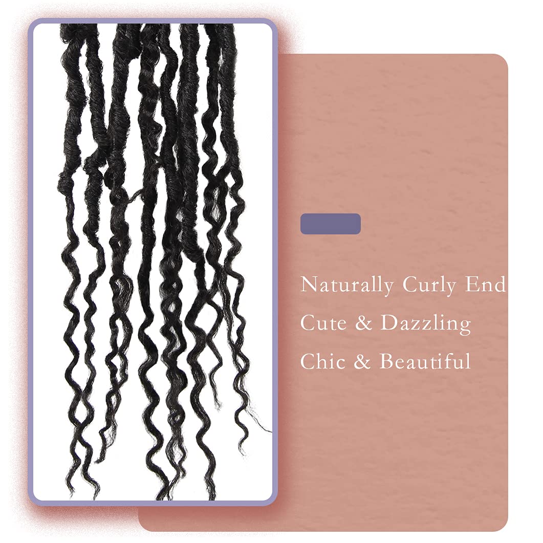 BOHOBABE Faux Locs Crochet Hair 36 Inch, Boho Soft Crochet Locs with Curly Ends, Long Bohemian Goddess Locs Crochet Braids for Black Women (6 Packs, 1B)