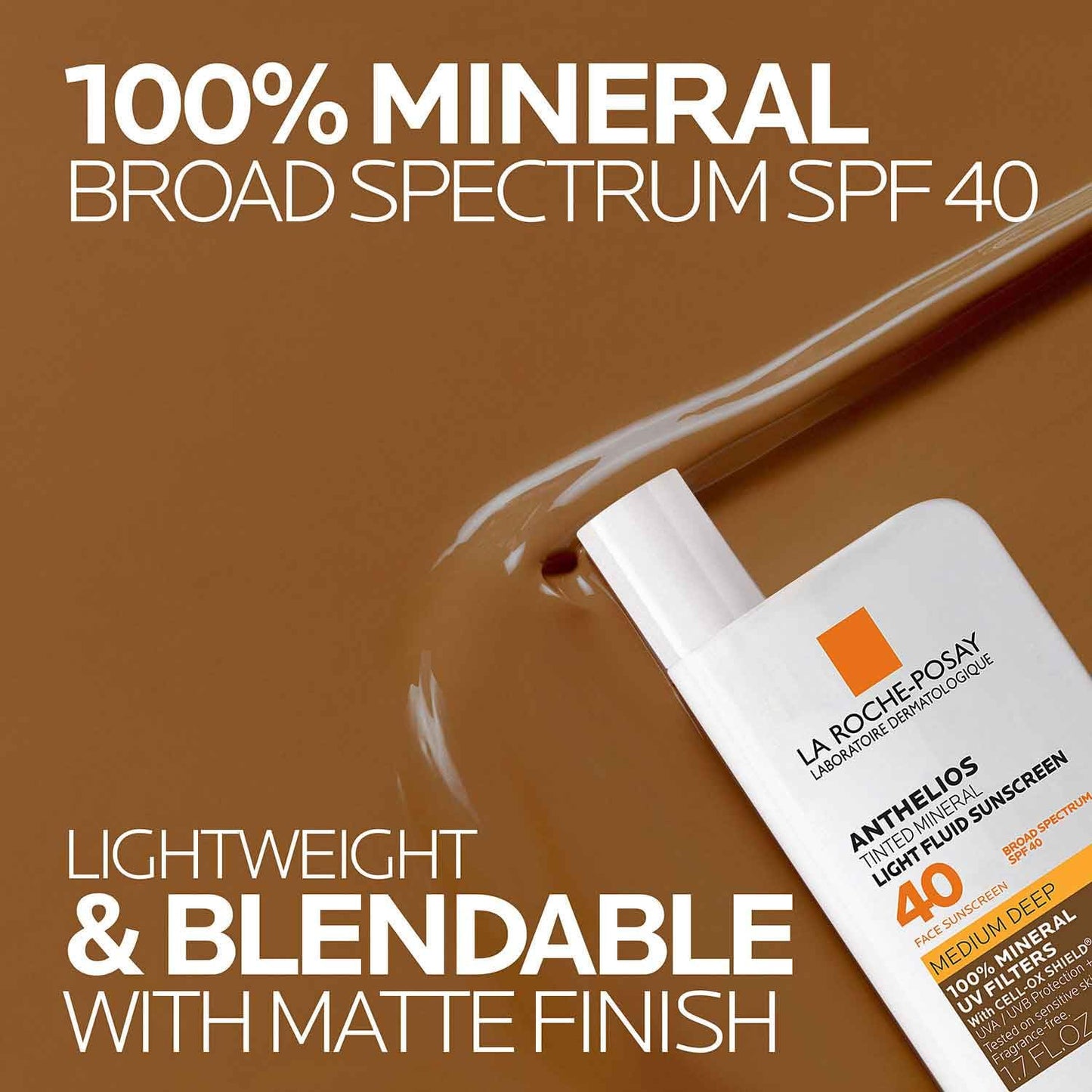 La Roche-Posay Anthelios Tinted Sunscreen SPF 40+, Broad Spectrum SPF + Antioxidants, Titanium Dioxide & Zinc Oxide Sunscreen, 4 Flexible Shades With No White Cast, Oil Free & Oxybenzone Free