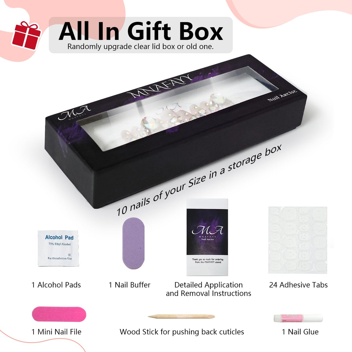 MNAFAYY 100% Handmade Nails Butterfly Color Press On Nails Short Full Cover Luxury Gorgeous Reusable UV Finished Fake False Nails Handpainted Acrylic Nail Kit With Box Gifts Women Mother's Day S