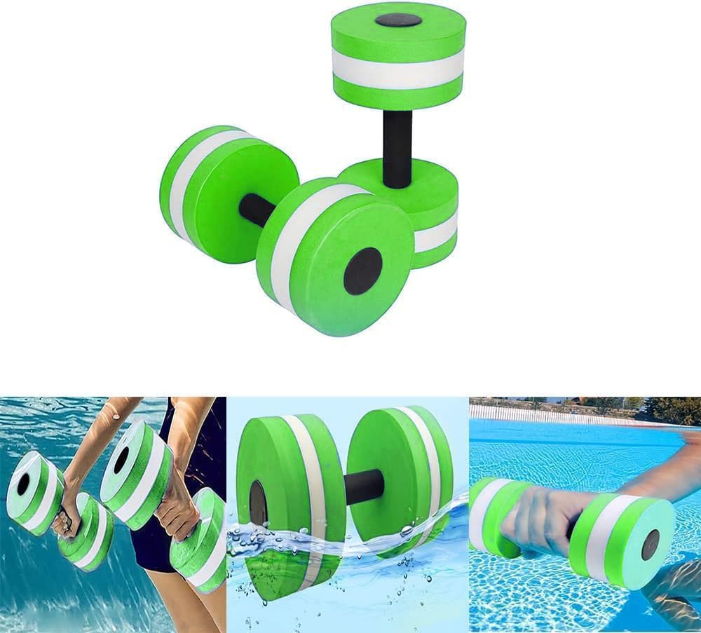 2PCS Aquatic Exercise Dumbells,DIY Water Aerobic Exercise Foam Dumbbells,Water Fitness Exercises Equipment for Adults, Kids,Women Weight Loss (Green)
