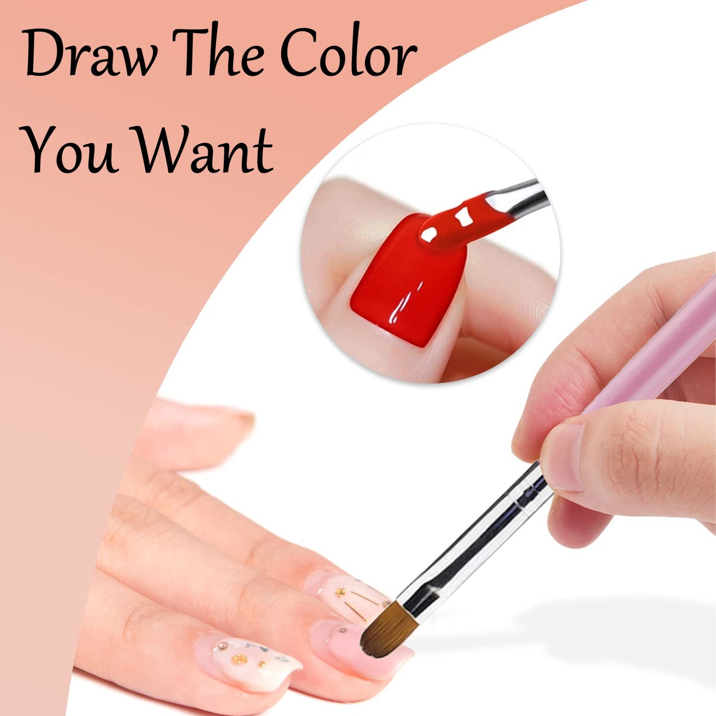 7 Pcs UV Gel Nail Art Brush,Poly extension Gel Nail Art Tips Brush,Acrylic Nail Art Brush Nail Painting Brush Pen Set for Home and Salon Use