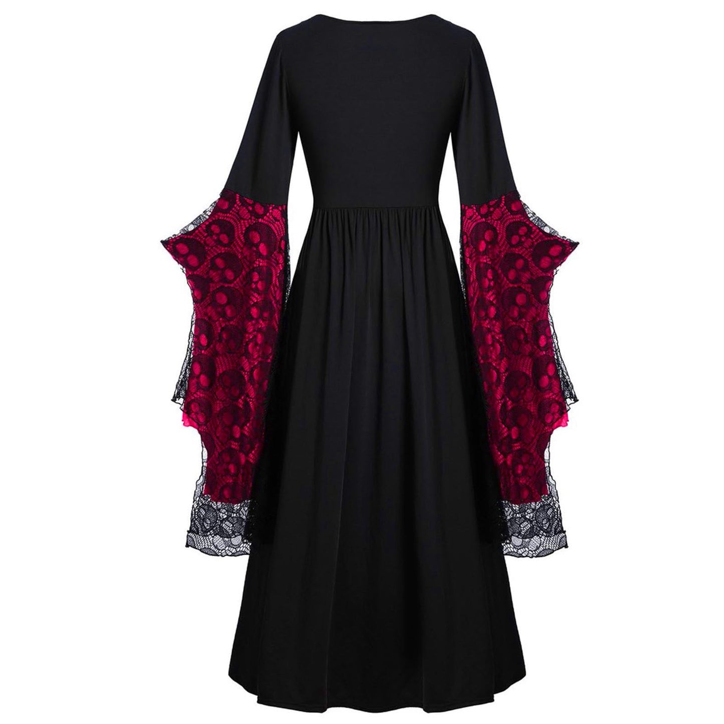 Rkwins Renaissance Dress for Women Gothic Vampire Dress Scary Print Maxi Dress Plus Size Witch Dress Medieval Corset Dress