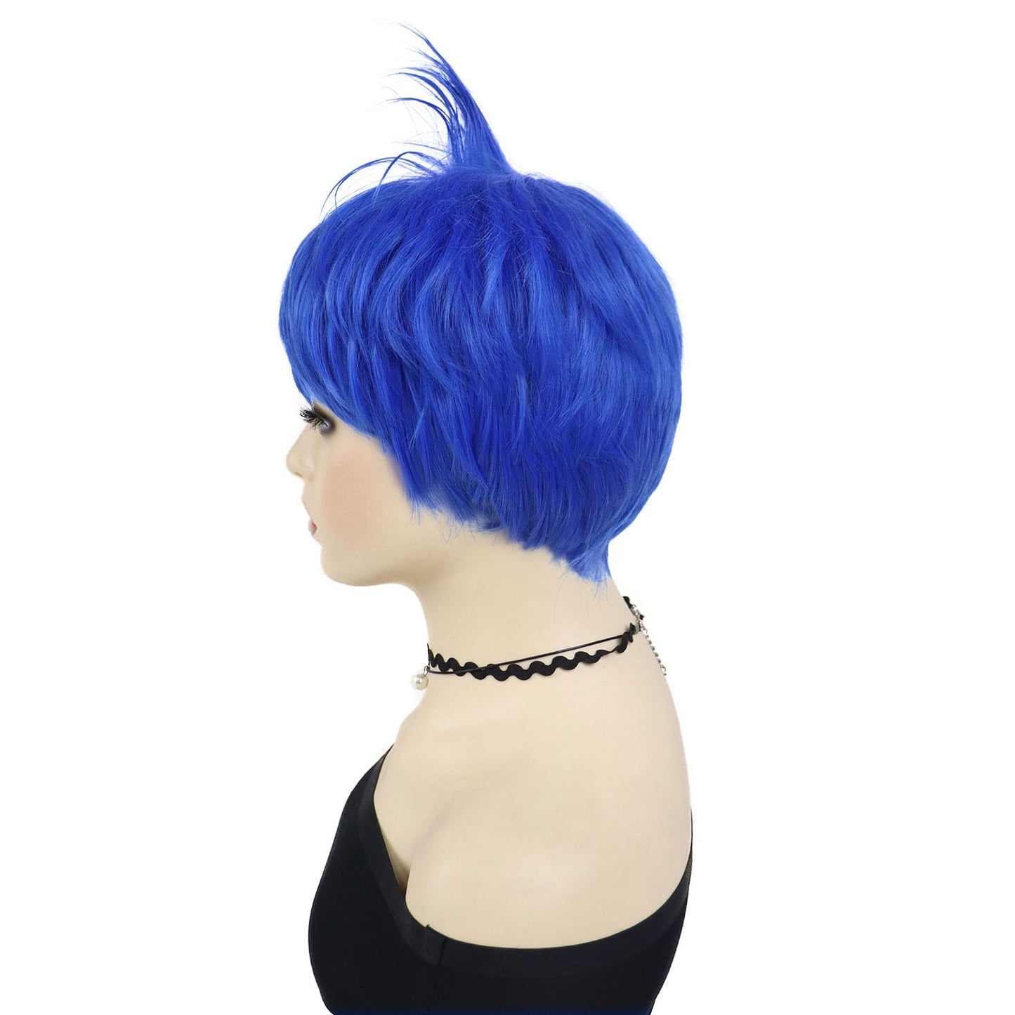 GNIMEGIL Joy Wig for Women Short Blue Hair Anime Cosplay Wig Joy Costume Synthetic Wig for Halloween Theme Party