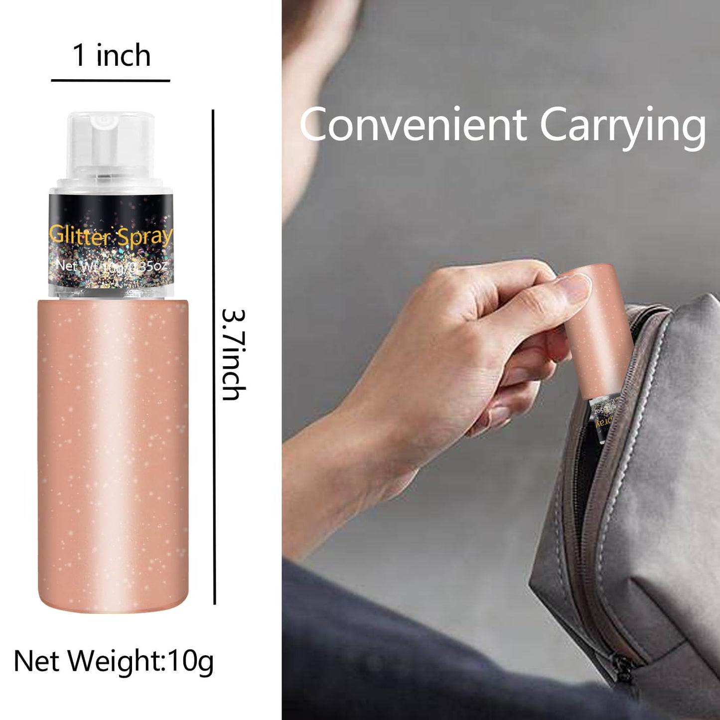 Hair and Body Glitter Spray, Holographic Glitter Highlighter Powder, Face Body Clothes Shiny Glitter, Loose Shimmer Hairspray Festival Rave Prom Accessories, 10g (06# Champagne)