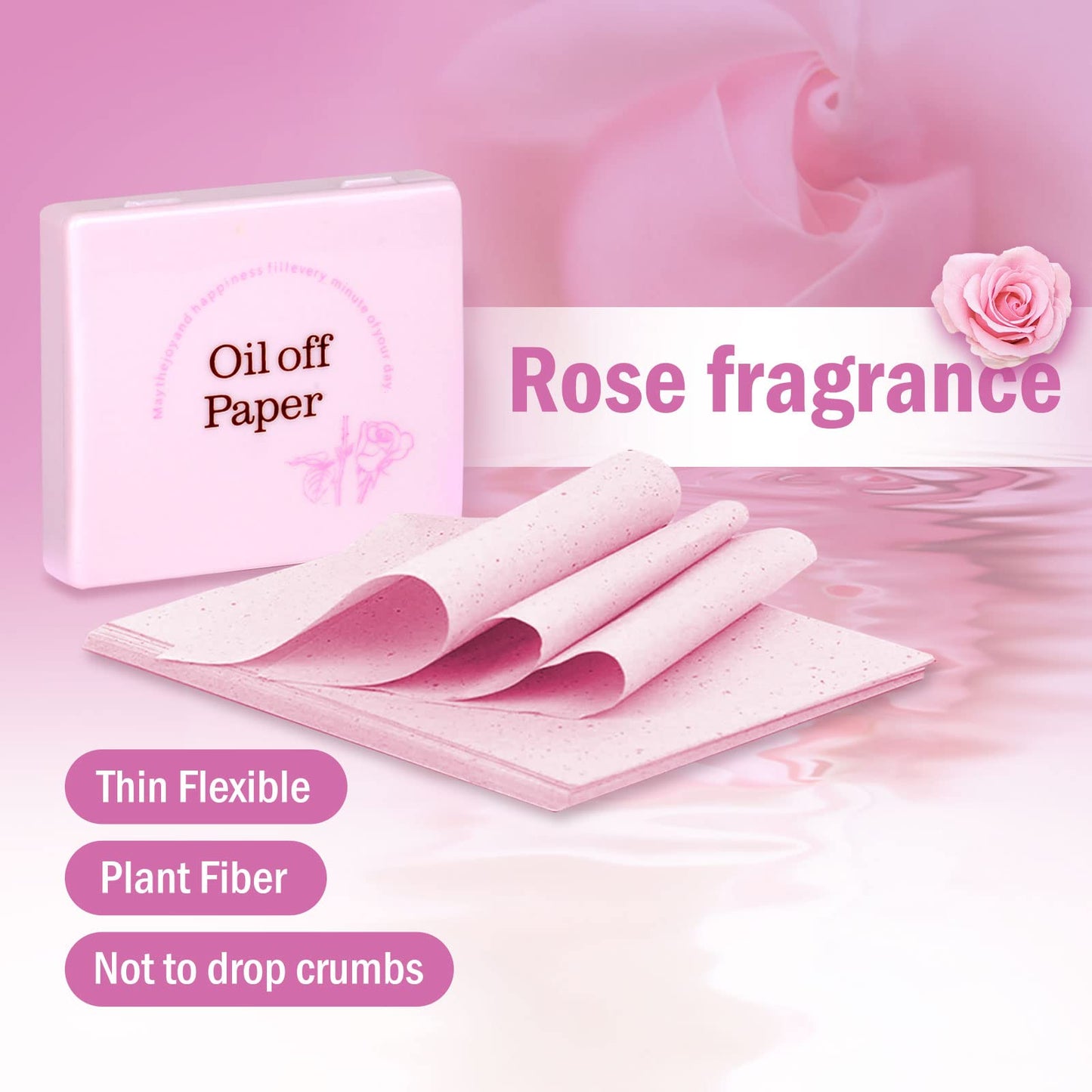 480Pcs/6Boxs Oil Absorbing Sheets for Face, Face Oil Blotting Sheets with Portable Mirror Case & Makeup Puff (80 sheets/set), Natural Soft Hemp Oil Off Paper for Home Office Travel (Rose * 6 Pack)