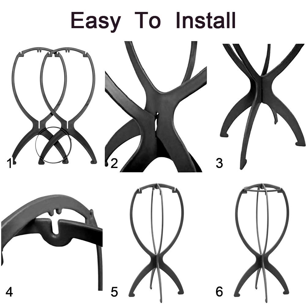 Ruiwen hair 2PCS Wig Stand, Wig Head Stand, Wig Head, Travel Wig Stand for Styling Collapsible Wig Stand Portable Wig Stand Wig Holder 13.8 Inch Wig Stands for Women Multiple Wigs