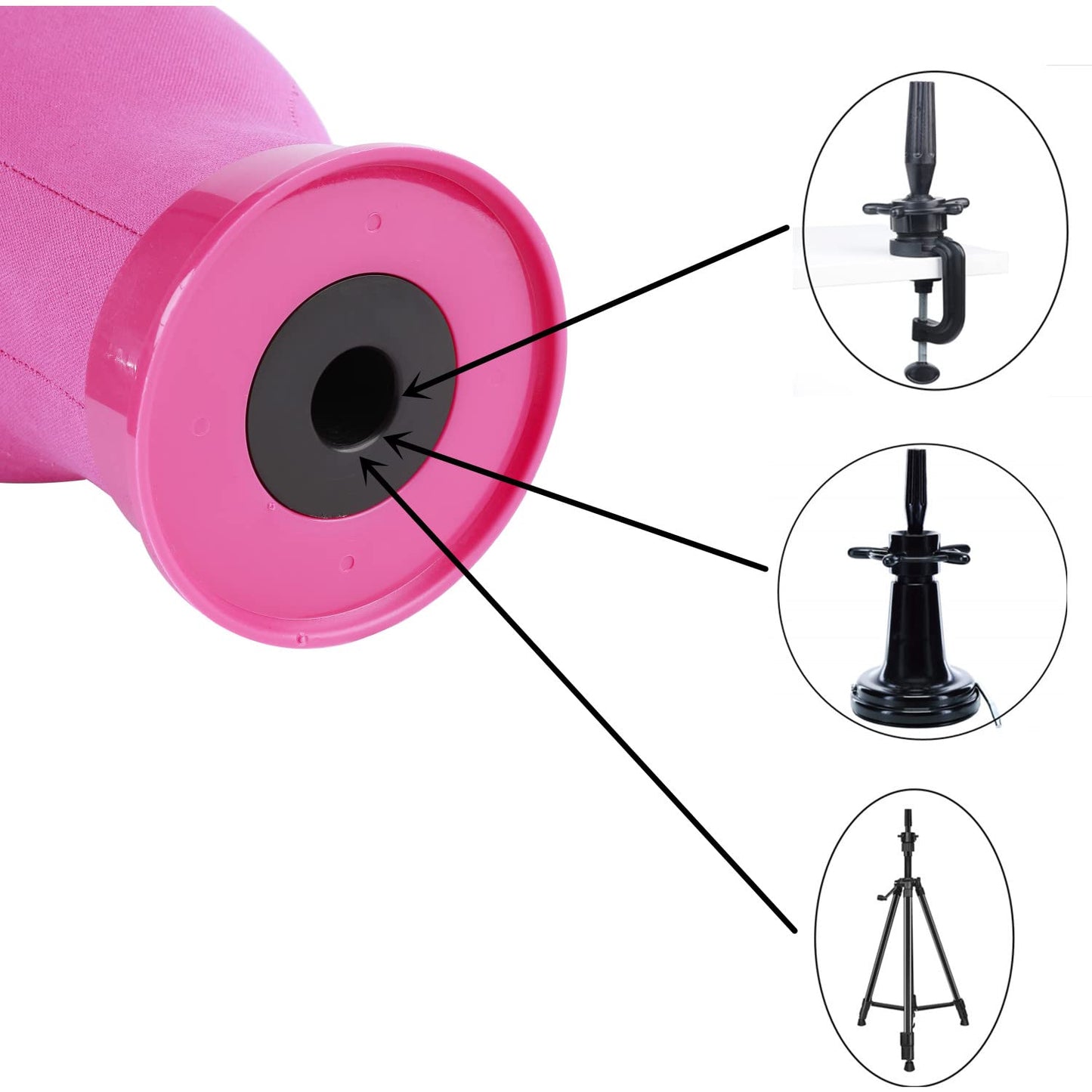 23 Inch Canvas Block Head Pink Wig Head with Wig Stand Tripod Mannequin Head Stand for Wigs Trimming Making Display.(23 Inch Pink)