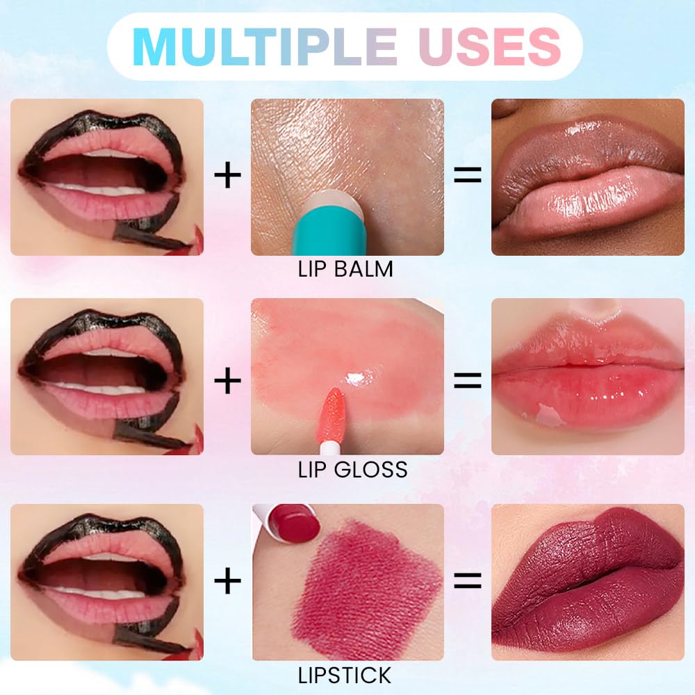 3Pcs Lips Stain Peel Off Set, Lip Liner and Stains Tint Long Lasting for Women, Waterproof Transfer-Proof Longwear Nude Lipstains, Create A Natural Lip Color, SetB