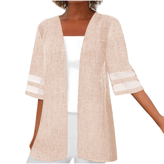 Aboser Summer Cardigans for Women Lightweight Summer Cardigans for Women Light Weight 3/4 Sleeve Cover Up Tops Fashion Solid Color Shrugs Boho Loose Fit Clothes Clearance Items Beige