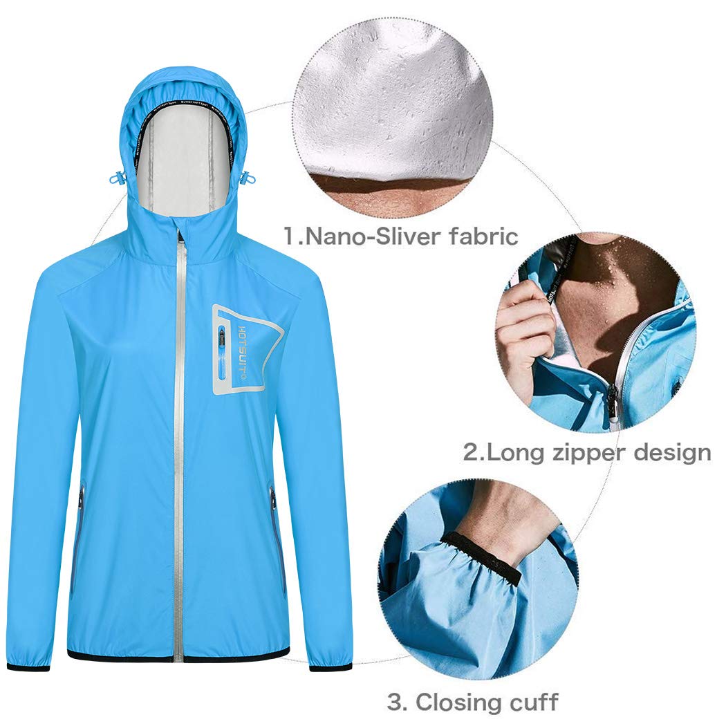 HOTSUIT Sauna Suit Women Durable Boxing Sweat Suits Gym Workout Exercise Sauna Jacket Pants, Blue, S