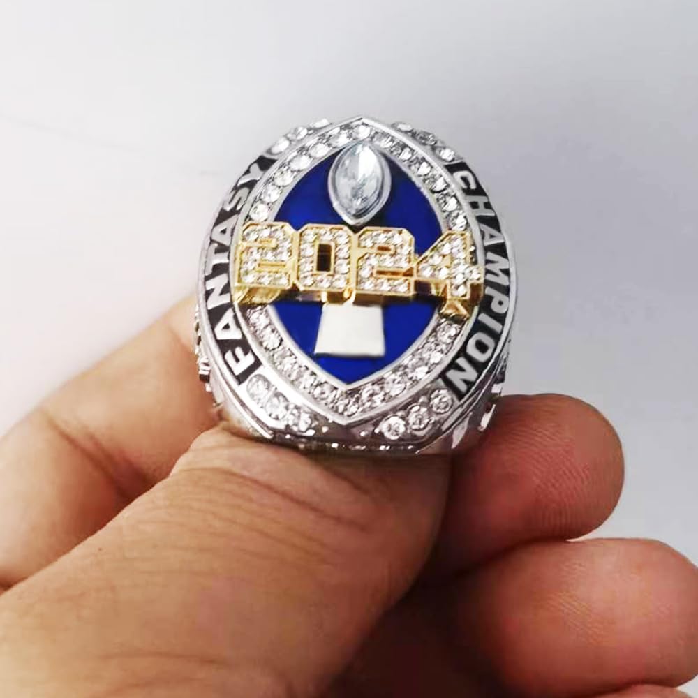 guancrown Fantasy Football Championship 2024 Ring Award Prize Sports Winner FFL Champion Ring (size 11, ring with case)