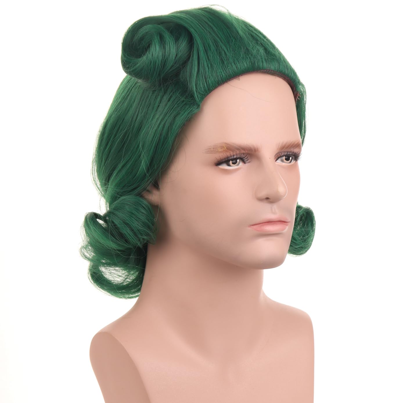 BERON Mens Green Short Wigs for Boys Cool Halloween Costume Cosplay Party Hair Wigs