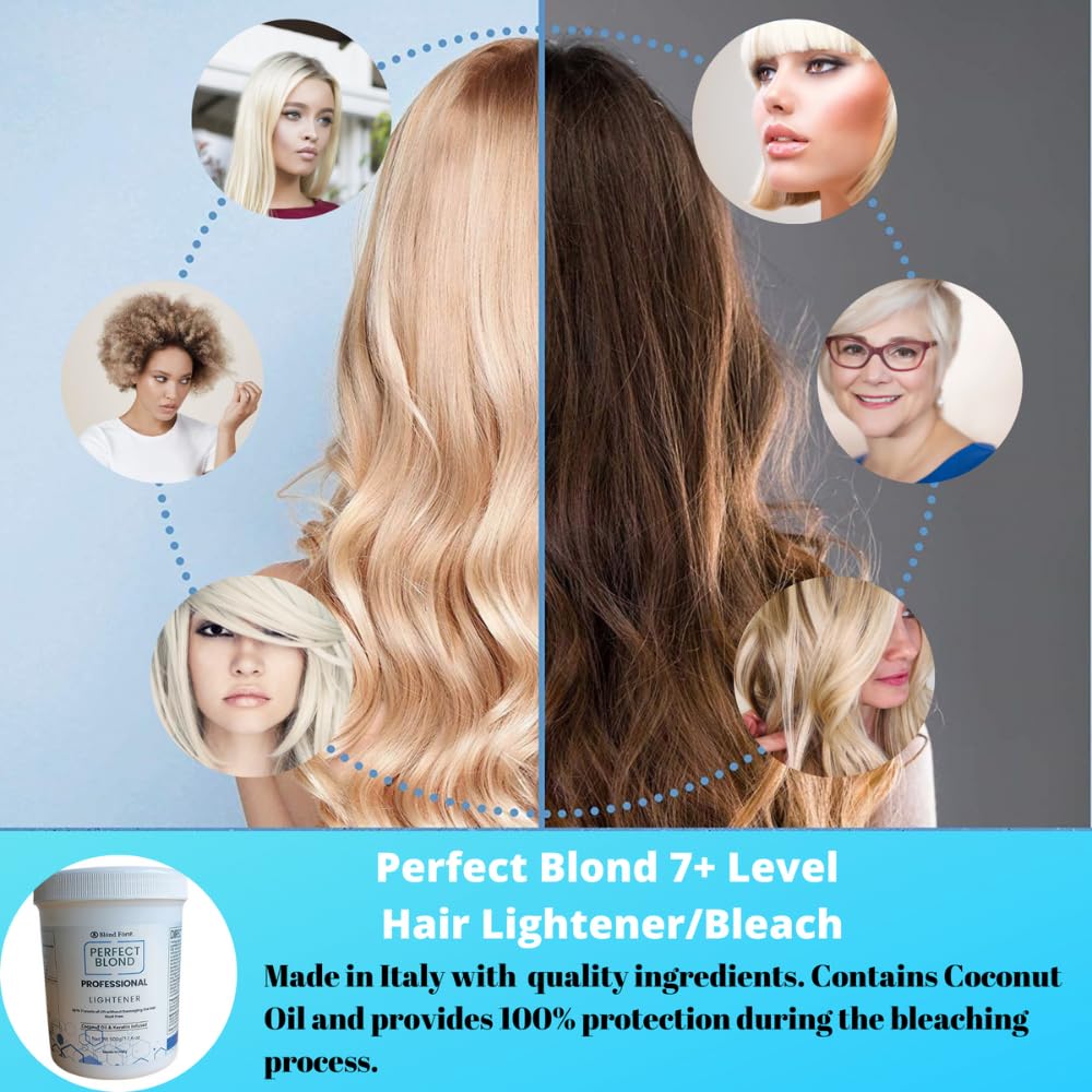 1.1 Pound Tub Premium White Toner Dye Hair Bleach Powder Lightener + 13.5 OZ 9% 40 Vol Developer +More (Blue Lightening Powder)
