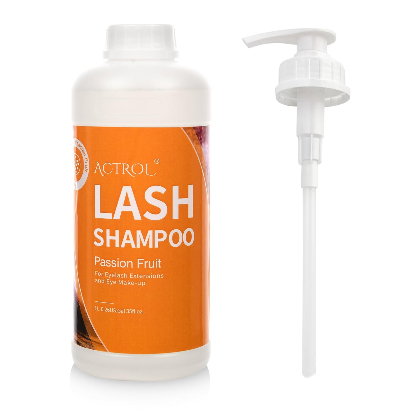 ACTROL Eyelash Extension Cleanser Passion Fruit 1L Natural Lash Extension Shampoo Professional Eyelid Foaming Cleanser Paraben & Sulfate Free Non-lrritating with Salon and Home Care