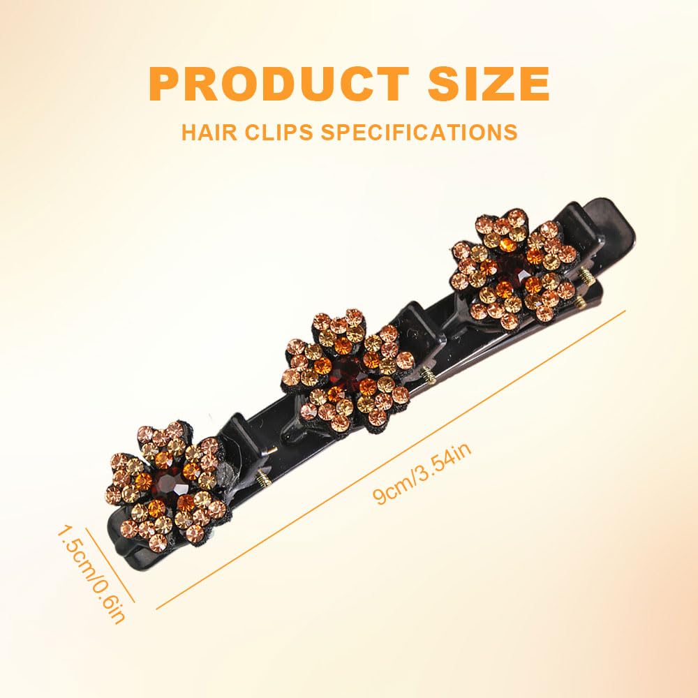 Sparkling Crystal Stone Braided Hair Clips, 2024 New Women's Braided Hair Clips, Short Hair Clips Duckbill Clips, Braided Hair Clips for Ladies and Girls Crystal Stone Hair Clips (Pearl-A)