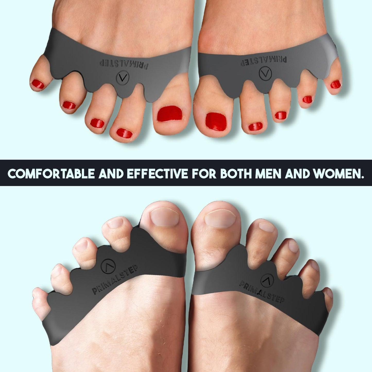 VYCE PrimalStep Toe Separators - Over 50% Thicker and More Durable than ALL Others - Doctor Recommended - Designed in the USA - 4 pack (1 Pair Size Large, 1 Pair of Size S/M)
