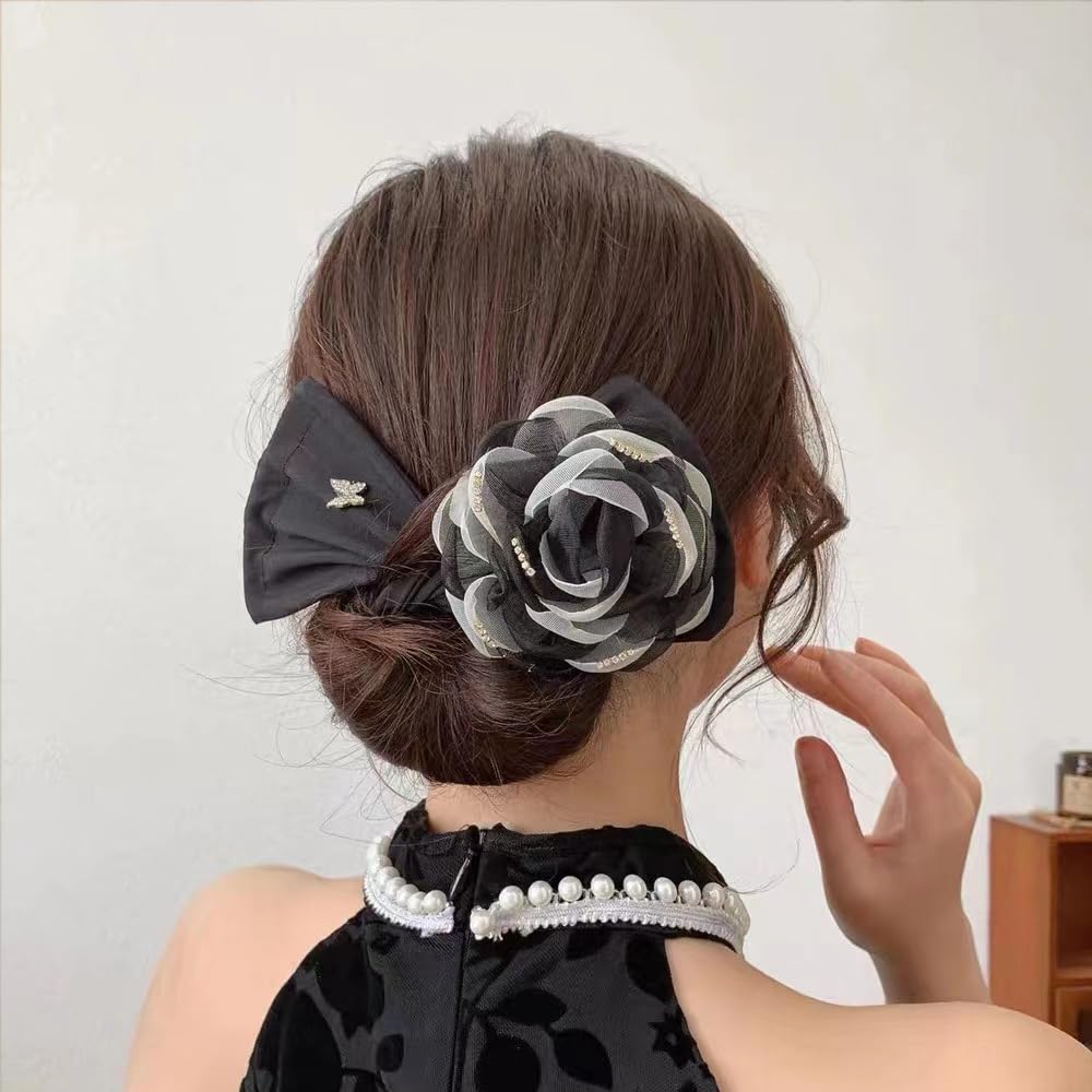 3 PACK Flexible Camellia Flower Hair Bun Makers for Women - Fashion Hair Wraps for Quick Buns, Twists, and Donut Styles