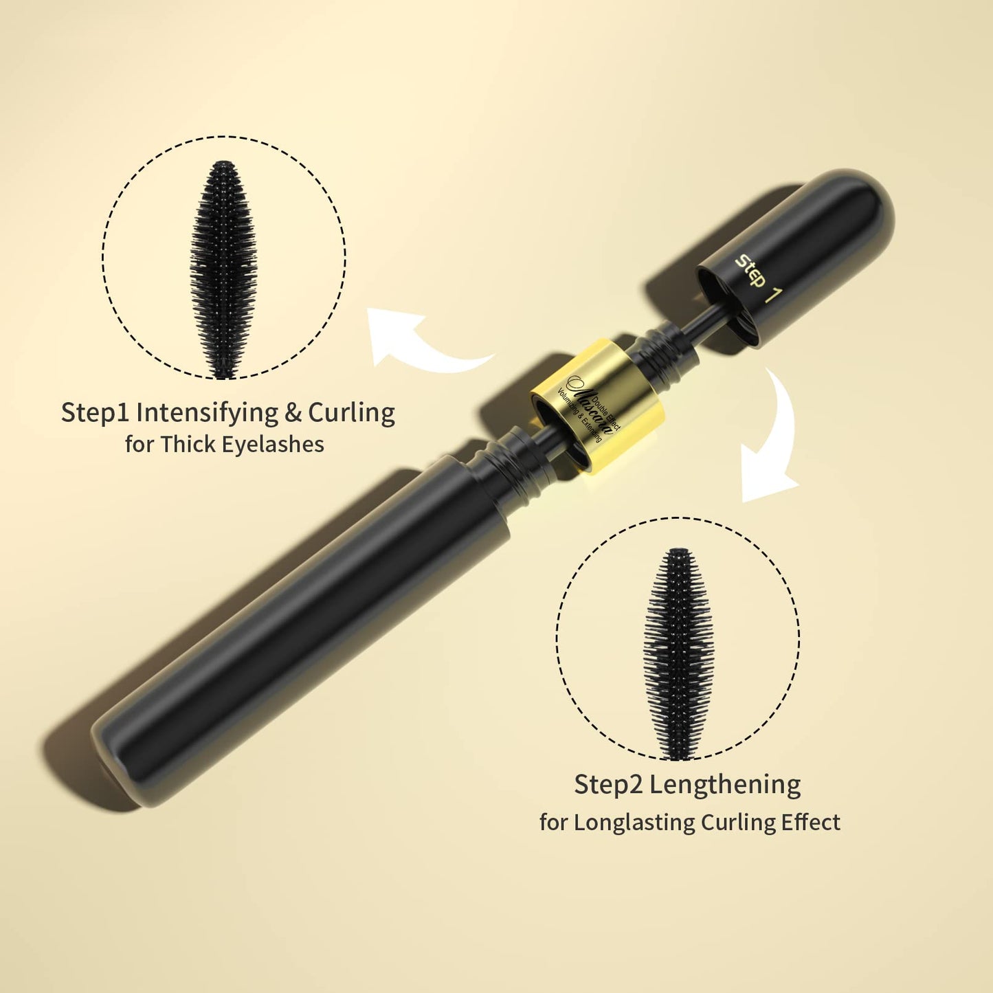 2 in 1 Double Black 4D tubing Mascara Volume and Length, Silk Fiber Lash Liquid Extension 5X Longer, Smudge Proof Waterproof and Sweat Resistant Fuller Mascara (Gold & Green)