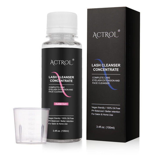 ACTROL Eyelash Cleanser Concentrate 100ml Bubble Gum Professional Lash Shampoo Foaming Cleanser Lash Wash Concentrate for Extensions Lashes with Salon Home Care-Makes 40 Bottles
