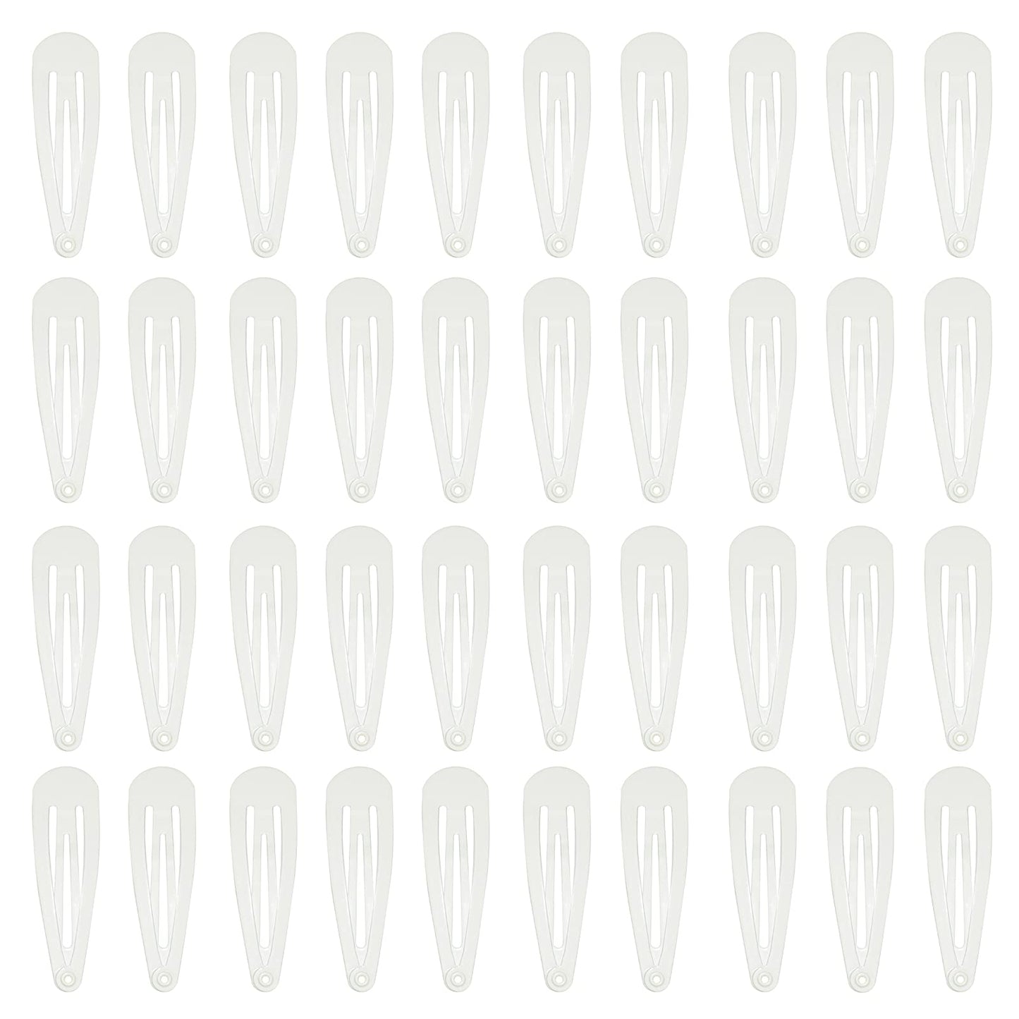 40 Counts White Color Metal Snap Hair Clips 2 Inch Barrettes for Women Accessories
