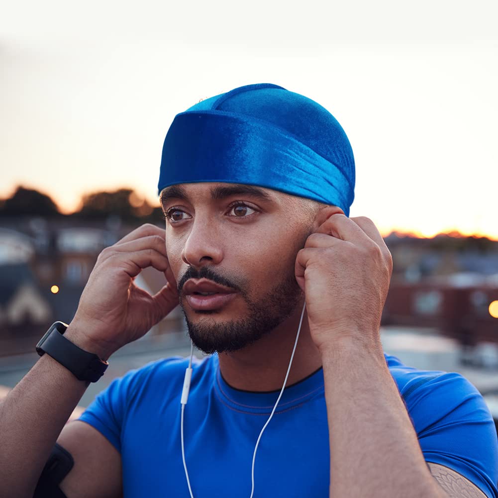 4 Pcs Velvet Durags for 360 Waves, Silky Doo Rag Durag Head Wraps with Extra Long Tail and Wide Straps for Men Women
