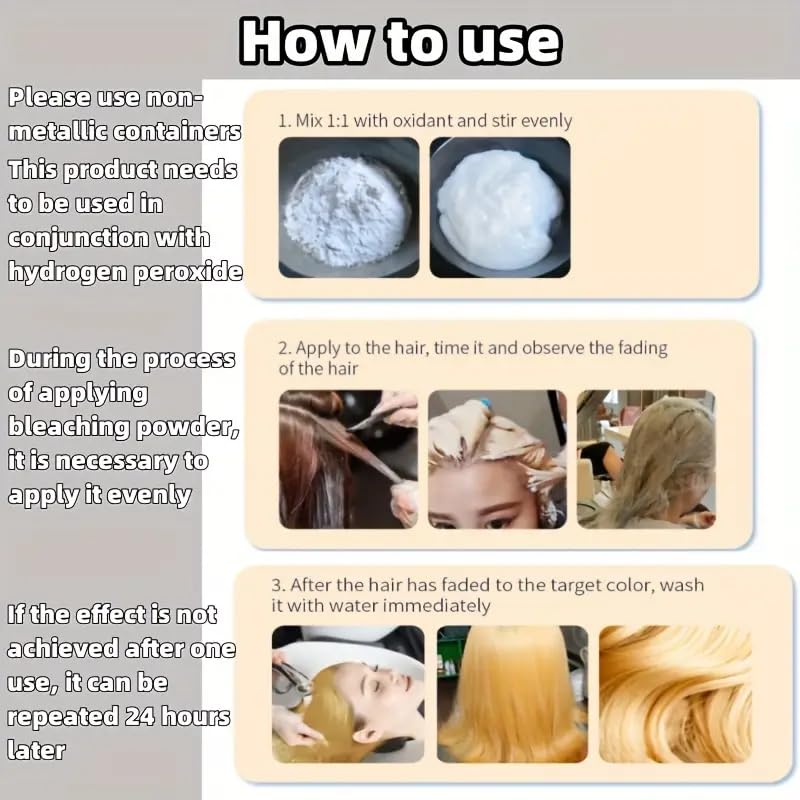 Hair Bleach 500g / 17.41oz, Large Capacity Salon Grade Bleach for Hair, Mild Bleach Powder Quickly Remove Hair Color, Refreshing Create Fashionable Styling