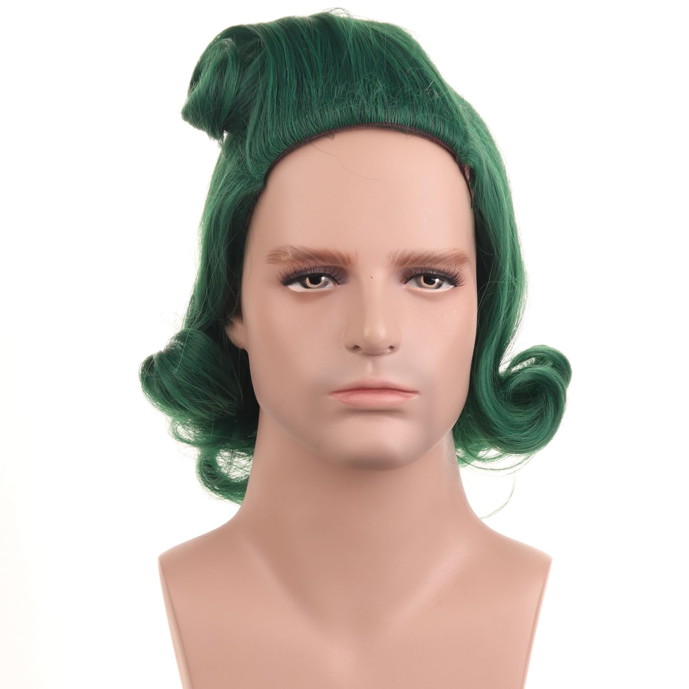 BERON Mens Green Short Wigs for Boys Cool Halloween Costume Cosplay Party Hair Wigs