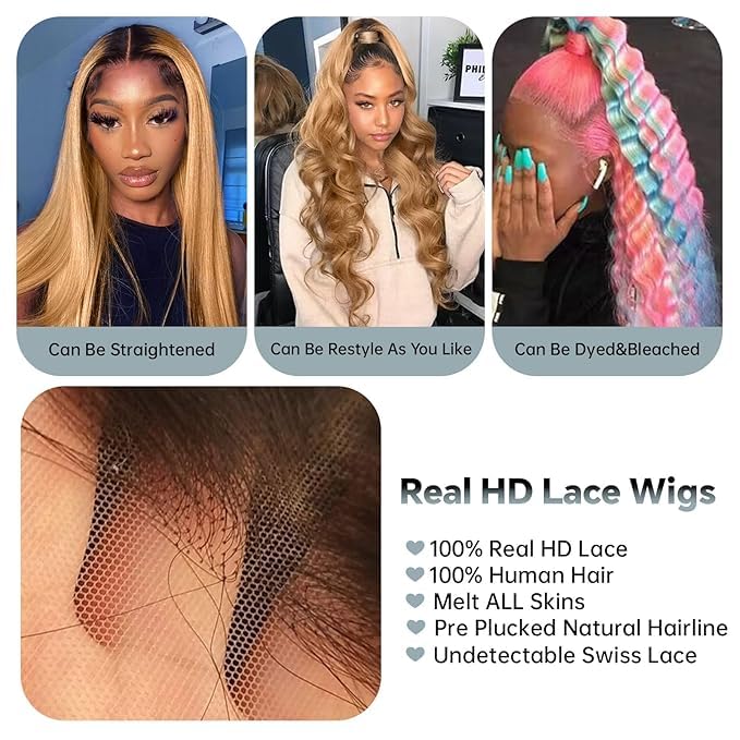 200% Density Orange Ginger Lace Front Wigs Human Hair 13X4 HD Transparent Lace Front Wigs Human Hair Pre Plucked with Baby Hair Chestnut Brown #33 Human Hair Wigs For Women Glueless Wigs Human Hair