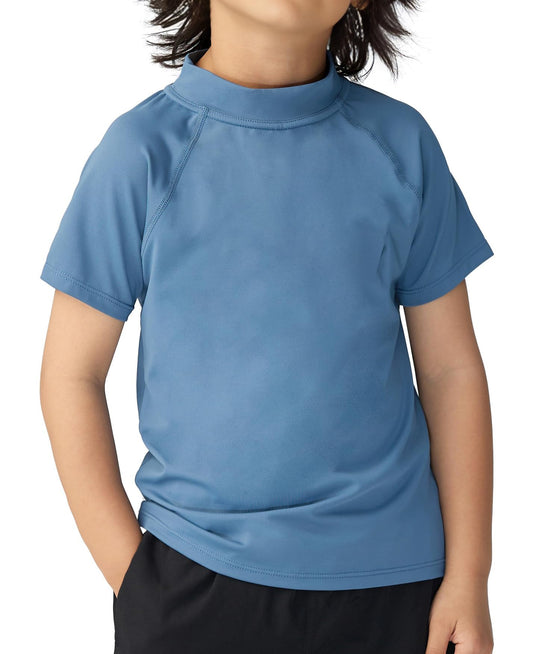 Actleis Boys Swim Shirt Quick Dry Kids Sun Protection Rash Guard Short Sleeve UPF50+ Toddler Sun Shirts Royal Blue