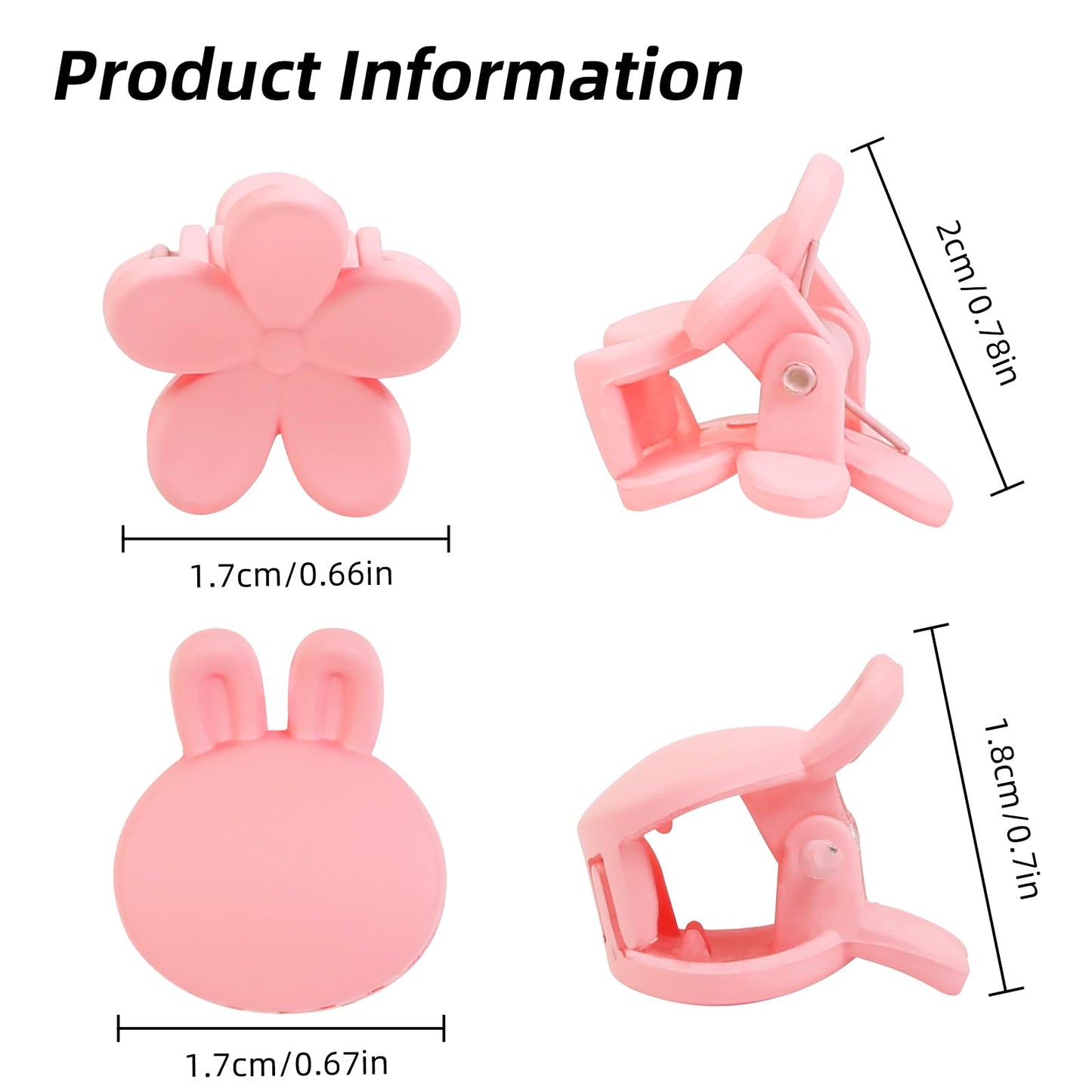 100Pcs Colorful Mini Flower Hair Clips Set, TEBIEKOY Small Hair Clips Mini Hair Claw Clip Bunny Ear Hair Clip Cute Jaw Clips Hair Pins Hair Barrettes Tiny Flower Hair Accessories for Women