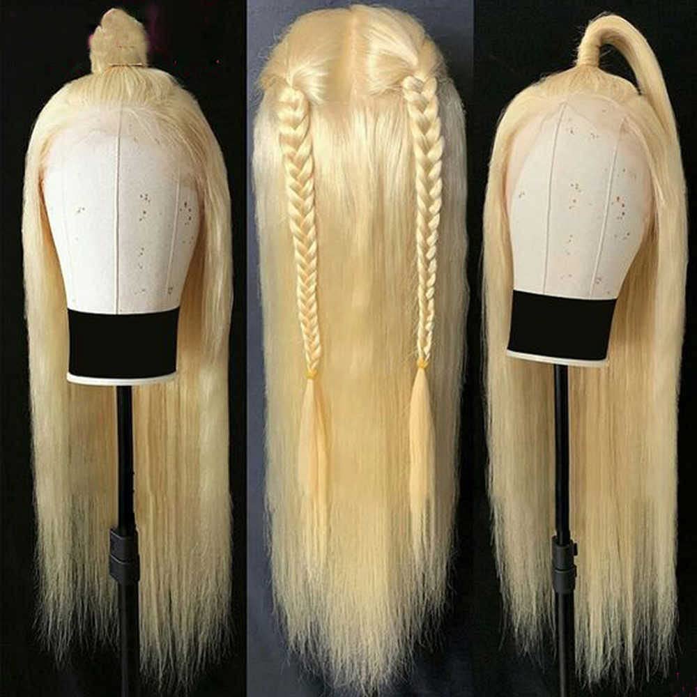 613 Blonde Lace Front Wig Human Hair 13x4 Lace Frontal Straight Wig Human Hair Pre Plucked with Baby Hair 180% Density Transparent Lace Frontal Straight Wigs for Woman with Natural Line(22Inch)