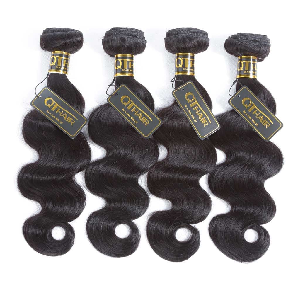 QTHAIR 16A Brazilian Virgin Hair Long Body Wave Bundles Human Hair 32 30 28 26inch Natural Black 100% Unprocessed Brazilian Human Hair Bundles Body Wave Human Hair for Black Women