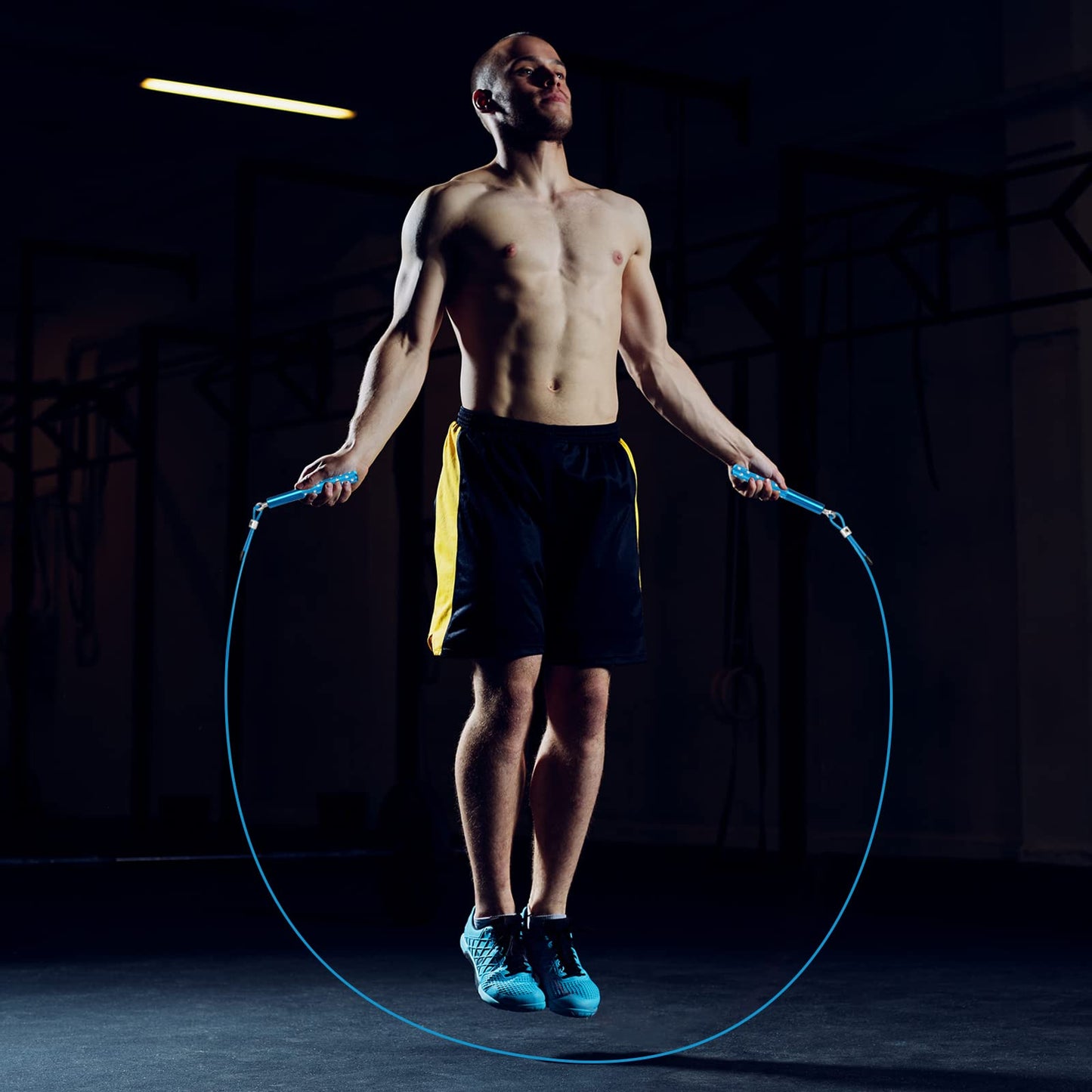 Jump Rope, Wastou Speed Jumping Rope for Training Fitness Exercise, Adjustable Adults Workout Skipping Rope for Men, Women, Kids, Girls (Blue-B)