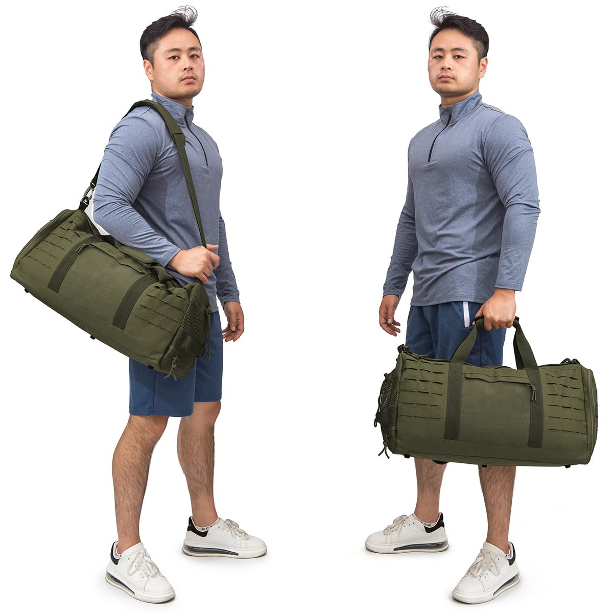 QT&QY 40L Military Tactical Duffle Bag For Men Sport Gym Bag Fitness Tote Travel Duffle Bag Training Workout Bag With Shoe Compartment Basketball Football Weekender Bag