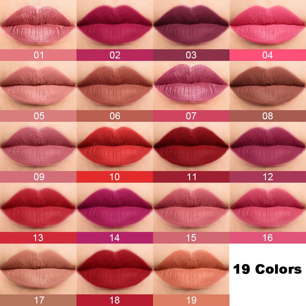 evpct DNM 1Pcs Wine Red Matte Lipstick and Lip Crayon Liner Pencil Pen Set for Women Lip Stain Long Lasting Waterproof labiales mate magicos 24 horas originales pintalabios permanente 24 horas 12